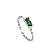 Musihy Silber Ringe 925 Frauen, Ring Zirkonia Silberringe Rechteck Größe 57 (18.1)