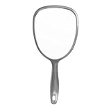 PARSA BEAUTY Handspiegel oval 14,5 x 11,5 cm (Anthrazit) – Handspiegel mit Griff in ergonomischem Design – praktischer Hand Mirror – Rasierspiegel – Schminkspiegel für Haare Gesichtspflege