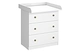 Shefa Kids Wickelkommode 830 Weiß, Wickeltisch mit Stauraum für Babyzimmer, Baby Kommode Basic Line