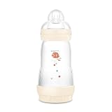 MAM Easy Start Anti-Colic Babyflasche (260 ml), besonders gut akzeptierte Milchflasche, Baby Trinkflasche mit Bodenventil gegen Koliken & Sauger Größe 1, 0+ Monate, Fisch/beige/zartrosa