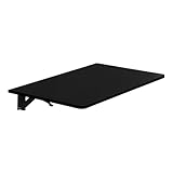 NICEME 60x40 cm Klappbarer Wandtisch, Wand montierter Klapptisch, schwimmender Schreibtisch Esstisch, Kleiner Wandtisch für Küche, Balkon Outdoor (Schwarz)