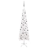 Dekor Saisonale & Urlaubsdekorationen Weihnachtsbäume Schlank Weihnachtsbaum mit LEDs & Kugel Set Weiß 240 cm