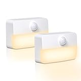 LED Nachtlicht mit Bewegungsmelder,2 Stück Nachtlicht kinder Bewegungslicht Warmweiß,Indoor NachtLicht Treppenbeleuchtung,Auto EIN/AUS Sensor Licht für Schlafzimmer, Bad,Flur,Orientierungslicht