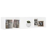 Gecheer CD Wandregal mit Fächer Wandboard DVD Regal Aufbewahrung Hängeregal Bücherregal Medienregal Dekoregal Weiß 75x18x18 cm Holzwerkstoff