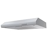 FIREGAS Dunstabzugshaube 60 cm, 3 Leistungsstufen, Unterbauhaube, mit Knopfdruck-Design, kompatibel mit Kohlenstofffilter-Schaum zur vollständigen Absorption von Öl und Fett, Grau