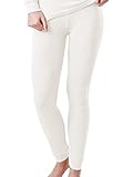 OCERA Thermo Unterhose für Damen, Warme Thermounterwäsche aus Baumwolle für den Winter - creme - M
