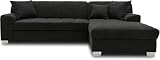 DOMO. collection Ecksofa Capri, Sofa in L-Form, Couch, Polsterecke, Eckcouch, Sofa-Garnitur, Longchair rechts 239 x 152 x 75 cm (BxTxH), schwarz
