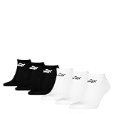 PUMA Unisex Sneaker Socken knöchelhoch für Damen Herren 6er Pack, Farbe:004 - black/white, Socken & Strümpfe:43-46