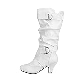 IQYU Vintage Viktorianische Stiefel,Damen Goth Plateau-Stiefel,Spitz Pu Lederstiefel,Party KostüMstiefel,Biker Boots FüR Frauen,SchnüRstiefel Mit GüRtelschnalle,Reitstiefel Mit Absatz FüR Damen