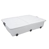 Spetebo Unterbettkommode mit Rollen - 80 x 60 x 17 cm / 60 Liter - Farbe: weiß - Aufbewahrungsbox Betten Box