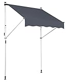 CLP Klemm-Markise Westerly I Ohne Bohren I Höhenverstellbar I UV50+ I Wasserdicht, Farbe:anthrazit, Größe:200x120 cm