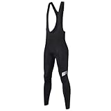 Santic Fahrrad-Trägerhose Herren Hohe Elastizität Fahrradhose Lang Gepolstert mit Seitentasche Schwarz XXL