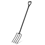 MANXRKUI Pitchgabel für Garten, 4 Zinken, robuste Pitchgabel mit Metallgriff, 114,7 cm, Gartengabel, geschmiedeter Stahl, Grabegabel für Kompostierung, Umpflanzen, Belüftung