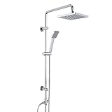JOHO Edelstahl Duschsystem ohne Duscharmatur Chrom Duschset Überkopfbrauseset mit ABS Kopfbrause 20x20cm