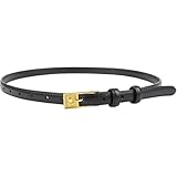 QWPYDXN Weihnachten Geschenk Rindsleder-Damengürtel mit Goldener Dornschließe, dünner Taillengürtel für Jeans, Hosen, Kleider, modische Taillengürtel, 105 cm