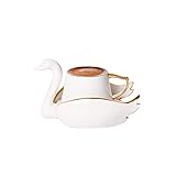 KARACA Swan Set mit 2 Kaffeetassen, 90 Ml Mokkatassen, Robuste Espressotassen Mokkatasse, Traditional Türkisch Kaffeetassen Set, Cappuccino, Porzellan