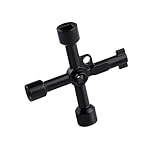 EHIOG 4-Wege-Multifunktionsschlüssel,Universeller Schaltschrankschlüssel,Multifunktionale Cross Key Schaltschrank Schlüssel,für Elektrische Wasser Gas Meter Box Schrank Öffnen Schlüssel-Schwarz