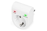 DIGITUS DN-95400 – Überspannungs-Schutzadapter – 1 Stück – 16 A / 230 V / 50 Hz – Max. 3.500 W – LED Status-Anzeige – Ableitstrom Max. 13.500 A – Weiß
