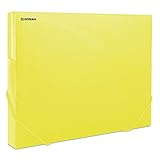 DONAU 8545002PL-11 Sammelbox Dokumentenbox Heft-Box mit Eckspanner Gummis, aus Kunststoff/PP 700μm Gelb-Transparent für DIN A4| Rückenbreite 30mm| Zusammenklappbare Seitenflügel| für Büro und Schule