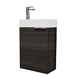 Planetmöbel Waschtisch mit Unterschrank 40 cm Waschbeckenunterschrank, Badmöbel-Set mit Waschbecken für kleine Bäder, Gäste WC, Anthrazit
