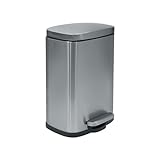 Spirella - Badezimmer Mülleimer mit Fußpedal Modell Akira - Hochwertiger Edelstahl - Leise Schließfunktion Easy-Close - Satin Silber - 5L - Badaccessoires