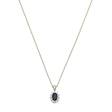 Luigi Merano Kette Anhänger Mit Saphir Und Zirkonia, Gold 375 Blau, 45 Cm 375 Gelbgold