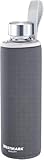 Westmark Trinkflasche, aus Glas mit Aufdruck, inkl. Schutzhülle, 550 ml, Glas/Silikon/Kautschuk, BPA-frei, Viva, Anthrazit/Silber/Klar, 5272226A