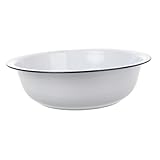 INOOMP Retro Emaille Waschschüssel Vintage Emaillebecken für Küche Hitzebeständig Großes Rundes Emaille Tablett Vielseitig Nutzbar als Salatschüssel Waschbecken und Serviergeschirr