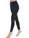 OCERA Damen Lange Leggings aus atmungsaktiver Baumwolle mit hoher Taille, ÖKO-TEX Standard 100 Zertifiziert, Marineblau - M
