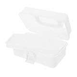 Angoily Werkzeugkasten Organizer Faltbar 22x12x11,5cm Zweilagig aus Kunststoff mit Transparentem Deckel für Heimwerker und Nähzubehör