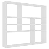 vidaXL Wandregal mit 10 offenen Fächern Hängeregal Wandboard Bücherregal CD DVD Regal Dekoregal Schweberegal Weiß 90x16x78cm Holzwerkstoff