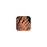 Dochais Gold Ring Set Damen | Wasserfest Stapelbare Ringe, 14K Vergoldete Zirkonia Diamant Ring Frauen, Knöchelringe Daumenring Fingerring Einfacher Statement Ring Gold Schmuck Geschenke, Größe 49-59