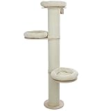 RL24 - Kratzbaum K2 – Katzenbaum mit 3 Plattformen & Plüschkissen in beige – Katzenkratzbaum mit Sisalteppich an der Kratzsäule – Kratzstamm ø 22cm – Höhe 187cm – Katzenmöbel