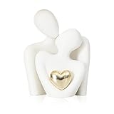 mengger Keramik Figuren Skulptur, Statue Eines Paares,Skulptur Deko Modern,Skulpturs Set für Zuhause Deko Figuren,Weißes Liebespaar Skulpturs,Geeignet für Wohnzimmer Schlafzimmer Arbeitszimmer usw