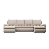 Mebligo - Ecksofa mit Schlaffunktion und 3 Bettkasten FORESTA 302x89x159 (BxHxT) Beige - Couch U Form, Sofa im Sitz: Wellenfeder + Schaumstoff, Sofas & Couches, Eckcouch