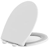 Surfou WC Sitz Mit Absenkautomatik, Toilettendeckel Weiß Oval Toilettenbrille Klodeckel Klo Deckel, Toilettensitz Absenkbarer Klobrille Toilet Seat Toilettenbrillen Toiletten Klositz Absenkbarer