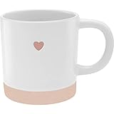 GRUSS & CO Tasse mit graviertem Herz | Kaffeebecher aus Steinzeug, 40 cl, mehrfarbig, rosa | Geschenk Liebe, Geburtstagsgeschenk | 48430