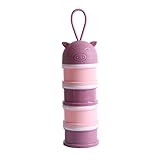Milchpulver Spender Formel Milchpulver-Portionierer für 4 Schicht, Snacks Tragbar Box Baby Stapelbare Milchpulverbehälter Siegel-Milchpulver-vorratsbehäLter für Reise und Outdoor, pink