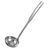 Cabilock Löffel unterstützt tiefe Suppenkelle Quaste werfen Punschkelle mit Ausguss grillzubehör lange Suppenkelle Hotpot-Schöpfkelle lange Schöpfkelle zum Servieren Rostfreier Stahl Silver