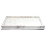 Echtes handgefertigtes Marmortablett – elegant & vielseitig für Wohnzimmer, Küche und Badezimmer – 30x20x3cm – Creme-Weiß, Schwarz & Dunkelgrün (weiß)