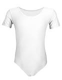 Aquarti Mädchen Kurzarm Ballettanzug Einfarbig, Farbe: Weiß, Größe: 134