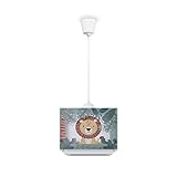Paco Home Kinderzimmerlampe Kinderlampe Deckenlampe Pendelleuchte Lampenschirm Stoff Regenbogen Stern Löwe Dino Mond E27, Lampenart:Pendelleuchte - Typ 2, Farbe:Grün