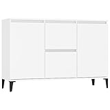 vidaXL Sideboard 2 Schubladen 2 Türen Kommode Anrichte Schrank Beistellschrank Mehrzweckschrank Standschrank Weiß 104x35x70cm Holzwerkstoff