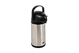 Emsa 637301600 President Pump-Isolierkanne | Füllvolumen: 3 Liter | 12 h heiß | Abnehmbarer Pump Kopf | Integrierter Tragegriff | Edelstahl/Schwarz