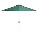 Halbrunder Sonnenschirm mit Kurbel, UV-Schutz, 2,7 m / 3,0 m, halbrund, für Garten, Terrasse, Strand, nicht kippbares Design, grün, 300cm/118'