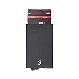 BONNY & SLIDE Kartenetui RFID Schutz - Aluminium Portemonnaie - Mini Kreditkartenetui - Slim Wallet Damen Herren - Card Holder - Cardholder - Kartenhalter 7-8 Karten Schwarz