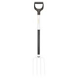 Fiskars Spatengabel für weiche, lockere Böden, Mit 4 Zinken, Länge: 105 cm, Zinken und Stiel aus hochwertigem Stahl, Schwarz/Weiß, White, 1070715