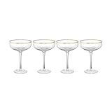 BUTLERS 4er Set Champagnerschalen mit Goldrand und Rillen 400ml Vintage Gläser - GOLDEN TWENTIES - Champagnergläser Set | Sekt, Espresso Martini, Desserts und Cocktailschalen
