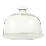 NUOBESTY Keramik Kuchenplatte mit Glasglocke Rund Bruchfestes Serviertablett für Obst Dessert und Gebäck Servierplatte für Party und Fest