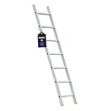 PROREGAL Sprossen-Anlegeleiter Atlas | ohne Traverse | 7 Sprossen | Arbeitshöhe 2,95m | Traglast 150kg | Alu Leiter Haushaltsleiter Arbeitsleiter Steigleiter